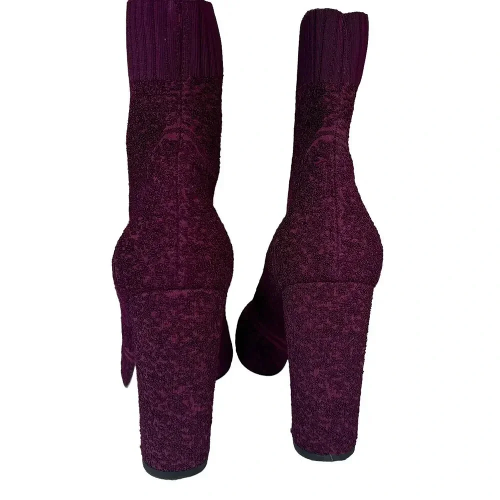 Gianvito Rossi Milano Isa Knit Boucle Boots Color Prune Size 40 US SIze 10